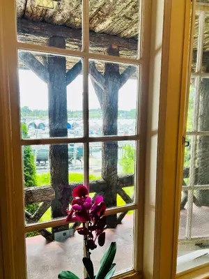 a window with a tree seen through it at The Latch Inn in Sidney