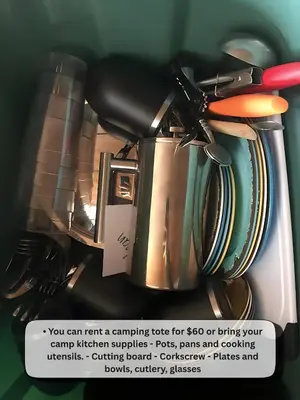 a bunch of kitchen utensils in a container at Smith Lake Farm in Merville