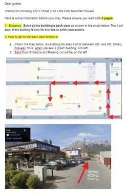 a screenshot of a website with a picture of a street at unit #203 Cozy Mountain View 1BR in DT in Canmore
