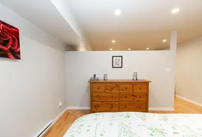 a bedroom with a bed and a dresser at Lovely 1 Bedroom Suite Near Town in Victoria