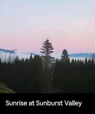 a sunrise at sunburst valley with trees in the background at Garden House Near Heritage Park-Coliseum -HWY 1-Fishing-Cultus Lake in Chilliwack