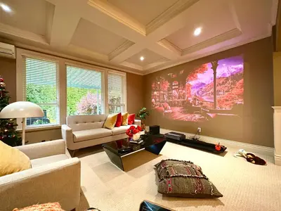 a living room with a large painting on the wall at Scorpio House Langley -ROOM 2 in Langley