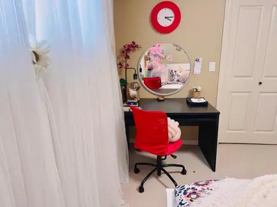 a room with a desk and a chair with a mirror at Scorpio House Langley ROOM B in Langley