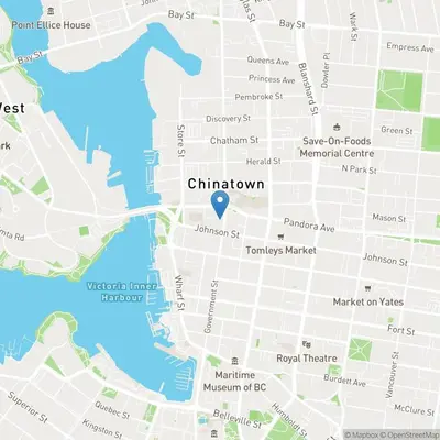 a map of chicago with a blue marker at Be Vogue In Old Town Victoria in Victoria