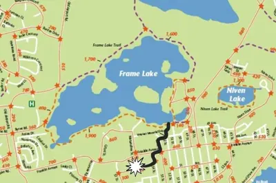 a map of the campus of mercy lake at Yellowknife Downtown 50a avenue Retreat in Yellowknife