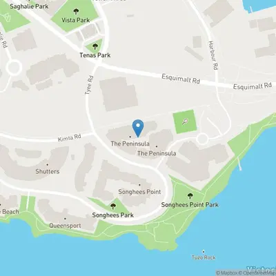 a map of the park with a blue marker at Harbour Retreat in Victoria