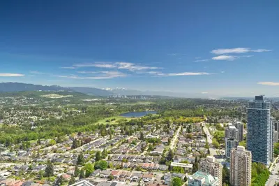 an aerial view of a city with tall buildings at Element by Westin Vancouver Metrotown in Burnaby