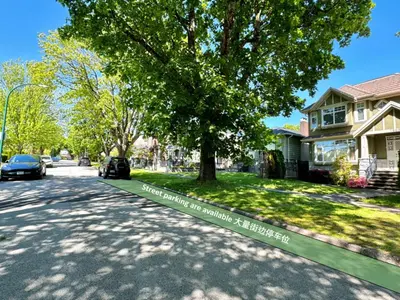 a street with a tree and a house at Cozy 1bedroom Suite in Vancouver Westside in Vancouver