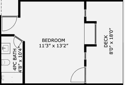 a floor plan of a bedroom with a bathroom at Hummingbird B&B in Gabriola