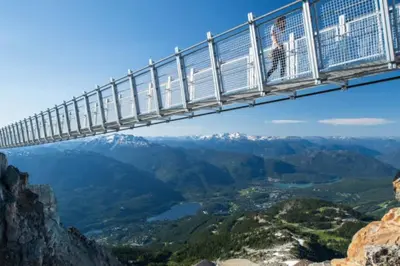 a suspension bridge on the top of a mountain at Glacier Lodge Premiere Suite in Whistler
