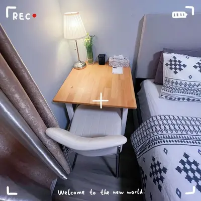 a tiny room with a desk and a bed at Cozy Private suite-Free parking-Netflix-Separate entrance-Self Check in in Richmond