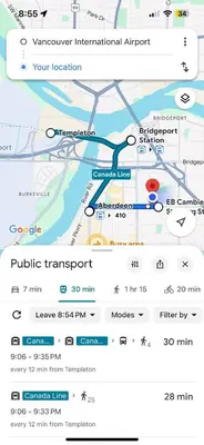 a screenshot of a map of a city at Vancouver Airport 7 mins away Cozy room Richmond near YVR in Richmond