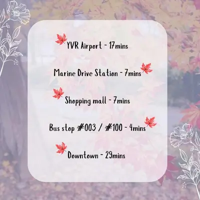 a sign on a window with flowers on it at Exclusive Offer - A special deal ending soon!! Super Nice Location - Very close to YVR Airport and shopping center & easy transportation in Vancouver