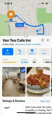 a page of a restaurant website with a picture of a pizza at Vancouver airport 7mins away joy room in Richmond