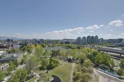 an aerial view of a park in a city at Luxary Condo Downtown Vancouver with free parking in Vancouver