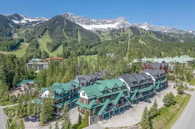 an aerial view of a resort in the mountains at Cedar Ridge Estates by StayIn in Fernie