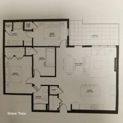a black and white floor plan of a house at Cozy Cove Retreat Escape to Tranquility Stay in Simplicity in Dead Man's Flats
