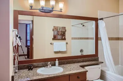 a bathroom with a sink and a mirror at Stonegate Resort Unit C402 in Big White