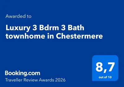 a screenshot of a cell phone with the textouched to luxury bath at Luxury 3 Bdrm 3 Bath townhome in Chestermere in Chestermere