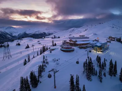 a ski resort in the snow on a mountain at 31 GlenEagle in Whistler