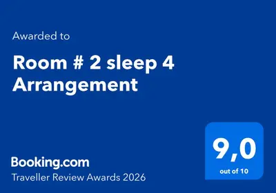 a blue sign that says room sleep arrangement at Room # 3 Sleep 4 Arrangement in Edmonton