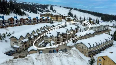 an aerial view of a ski resort in the snow at Gone Ski 'Inn in Big White