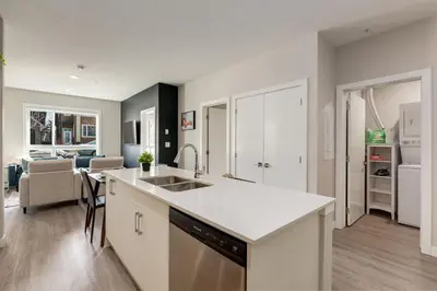 a kitchen with a sink and a counter top at Free Parking, Close to Downtown, Pet Friendly in Calgary