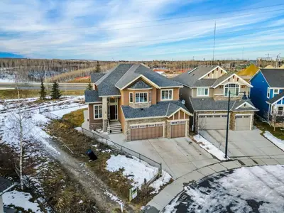 an overhead view of a house with snow at Golden View Manor in Calgary
