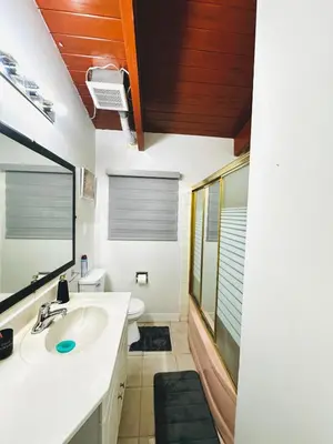 a bathroom with a sink and a toilet at P&N Suites - Queen Room- DUBAI in Edmonton