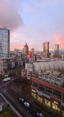 a view of a city with a soccer stadium at Charming Abode Downtown Vancouver in Vancouver