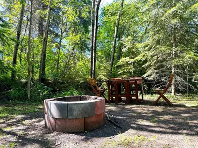 a bath tub sitting in the middle of a forest at Everlong Acres Belle Tent in Owlseye