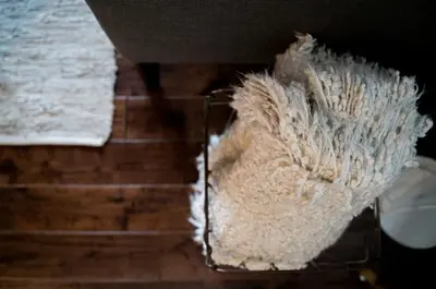 a pile of wool sitting on top of a table at Island Vista - Waterfront Condo in Tofino