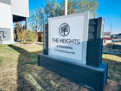 a sign for the heights at terrazania at Cozy Private Room Near Calgary Airport with Parking in Calgary