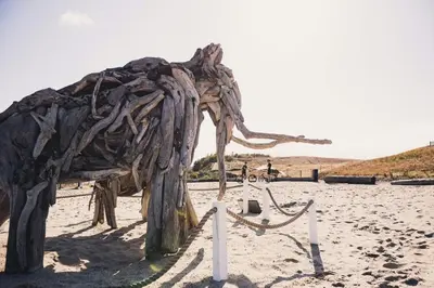 a sculpture of a camel on a sandy beach at Victoria's Family Oceanside Retreat, brand new 2br basement in Colwood