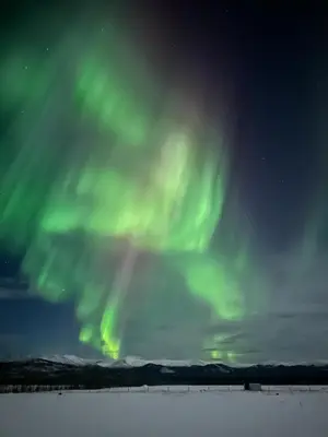 an image of the northern lights in the sky at Cabin with Fields of Dreams in Whitehorse