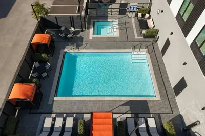an overhead view of a swimming pool on a building at Fairfield Inn & Suites by Marriott Chilliwack in Chilliwack