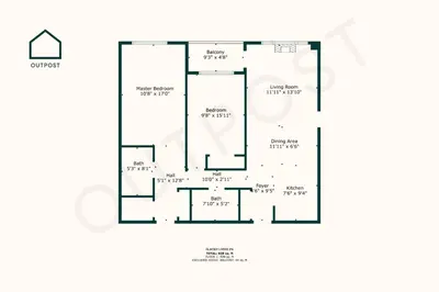 a floor plan of a house at Glacier Lodge 216 by Outpost Whistler in Whistler