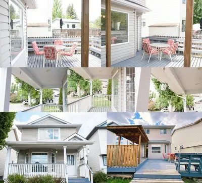 a collage of four pictures of a house at Cozy Calgary Hideaway in Calgary