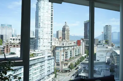 a view of a city from an office window at Center of the City in Vancouver