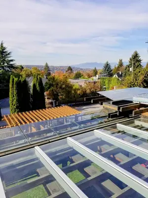 a view from the roof of a building at Shaughnessy Heritage Manor on Vancouver's Westside free housekeeping optional in Vancouver