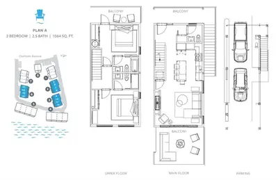 a floor plan of a house with furniture at I Beach You To It in Oyster Bay