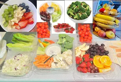 a bunch of different fruits and vegetables in plastic containers at Comfy Sleep In Fraser Valley With Breakfast in Abbotsford