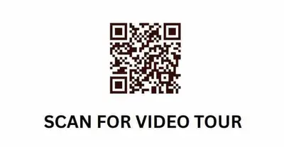 a logo with the words scan for video tour at Modern Beltline Escape Sky-High Views DT Views in Calgary