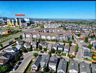 an aerial view of a residential neighborhood with houses at New 1 bdr basement apartment in Calgary