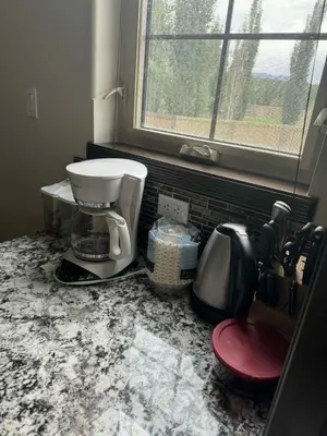 a kitchen counter with a mixer and a window at A Gorgeous Mansion for Jasper Vacation in Hinton