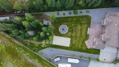 an overhead view of a yard with a house at A Gorgeous Mansion for Jasper Vacation in Hinton