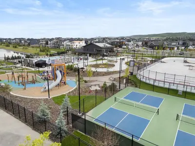 an aerial view of a park with two tennis courts at Cozy 2BR Suite with Kitchen, AC Near U of C, Winsport, Banff and Hospitals in Calgary