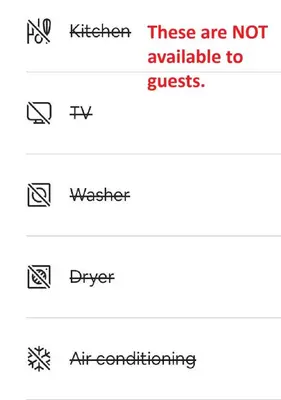 a screenshot of a cell phone with the words kitchen and kitchen not available to guests at Affordable Cozy Bedroom Close to YYC Airport in Calgary