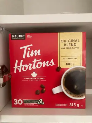 a box of tim hortons original blend original blend coffee at Cozy 2BR Basement Rosenthal Stay by WEM with private entrance in Edmonton