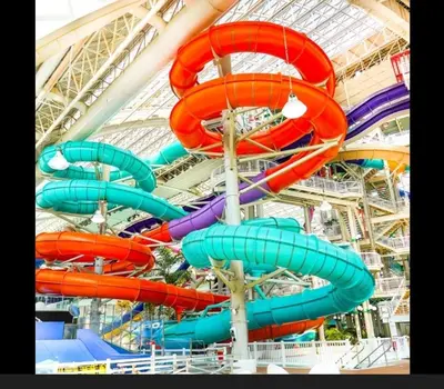 a large water slide in a water park at Cozy Suite near West Edmonton Mall in Edmonton